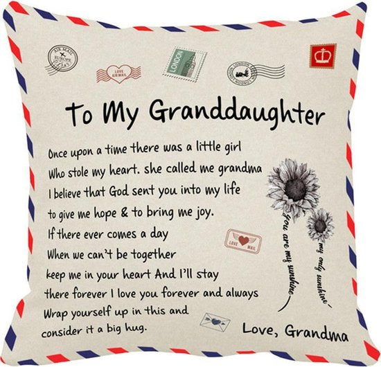 Sierkussensloop 45x45 cm - 'To my granddaughter'