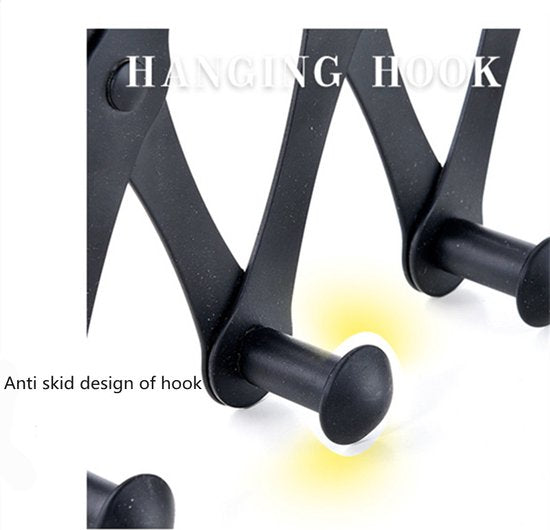 RVS Deurhanger met 6 haken - zwart