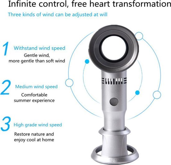 Merkloos TDR-Mini bladloze USB ventilator tafelstand 3-snel