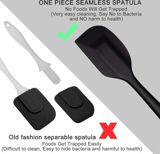 6 stuks Silliconen Spatel set -Pannenlikker - BPA vrij-Spatel voor de keuken-zwart