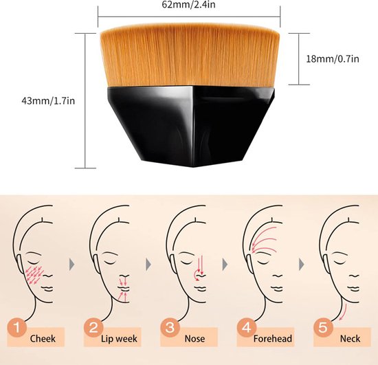 2 stuks Groot formaat Foundation Brush - Synthetische borstelharen voor een natuurlijke en egale make-up