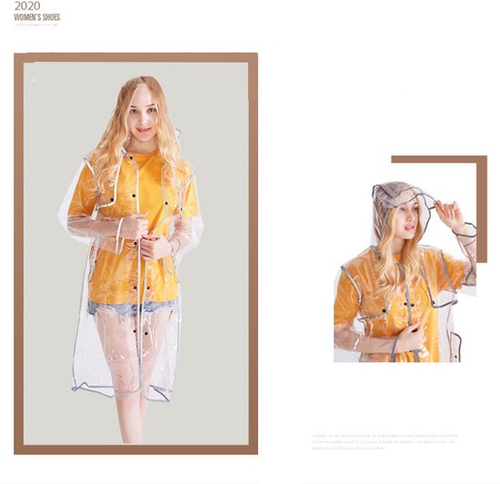 Transparante Regenjas met Capuchon - Reflecterende Rand - Waterafstotend - EVA - One Size