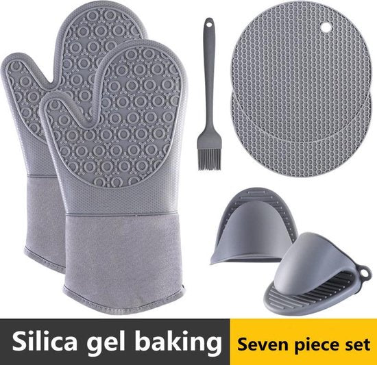 Unikorf XL Warmte-Siliconen Handschoenen 7-delig - Grijs