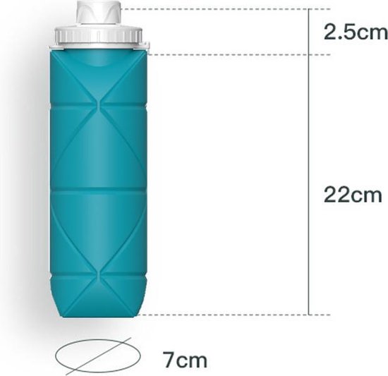 Outdoor draagbare opvouwbare waterfles cyaan 600ML