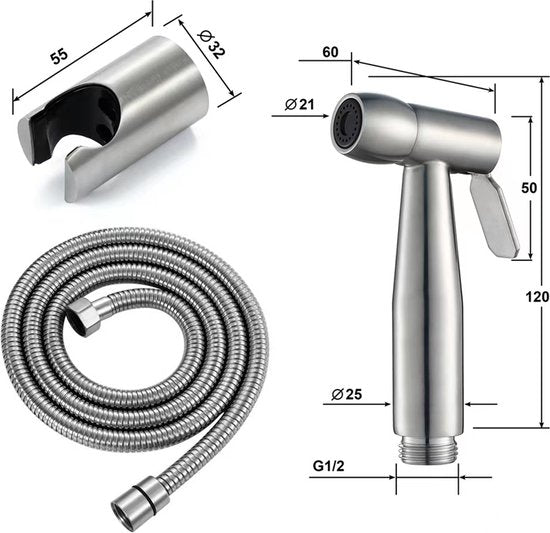 5 delige RVS Bidet Handdouche-Bidet Sproeier Set-Bidetkraan-