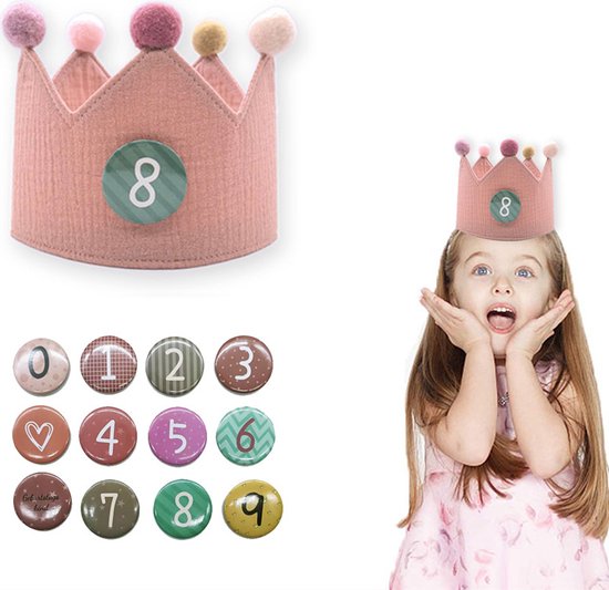 Verjaardagskroon - Koninklijke Kroon 1-9 jaar - Roze