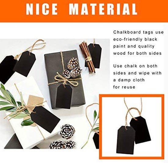 50x Cadeaulabels met touwje -houten Etiketten voor prijskaartjes, cadeauverpakkingen 7.9*5.1*0.25CM