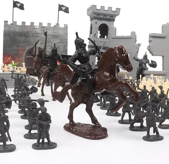 254stuks Geassembleerd ridderpakket - Kinderen speelgoed - Middeleeuwse kasteel soldaten modelbouwset