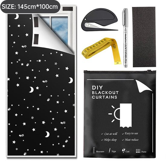 Verduisterend knipbaar gordijn 145x100 cm - sterren/maan
