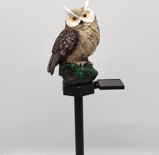 Betoverende Bruine Uilenlamp op Zonne-energie voor uw Buitenruimte-buiten lamp - fakkel-Duurzaam en Decoratief 13,5*7*43cm