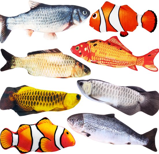 Realistische Visvormige Katten Speeltjes - Set van 10 Stuks