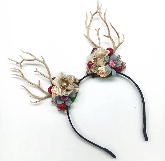 Prachtige Handgemaakte kerst Haarband met Bloemen- en Bessen