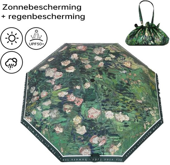 Opvouwbare bloemparaplu UPF50+ windproof 97 cm hemelsblauw