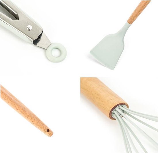 TDR - Kookgerei set met Houder 11-delig - Hout met Siliconen