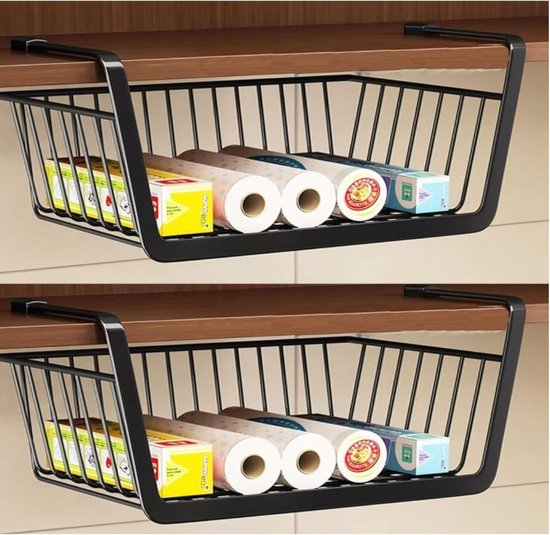 Hanging Basket Set - 2-Delige Onderkast Opbergbak voor Keuken, Badkamer en Kantoor – afbeelding 9