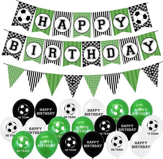 47 delig verjaardagset - Thema: Voetballen - Versiering voor feestjes, verjaardag - feestdecoratie