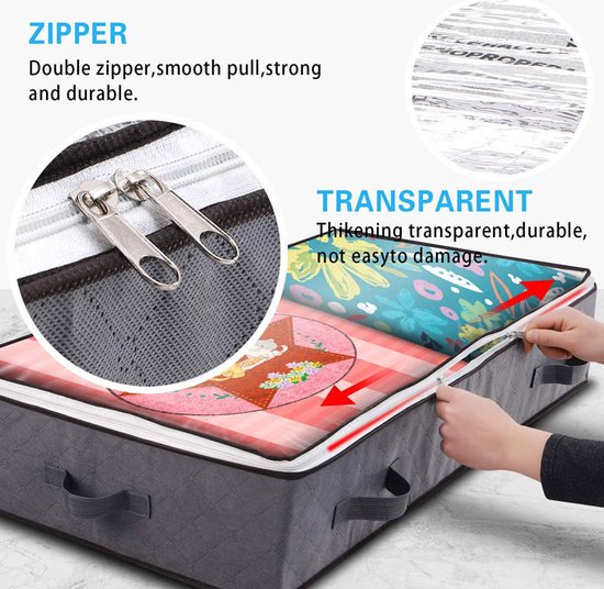 3x Opbergboxen Onder Bed - Ademend Non-woven - Diepgrijs
