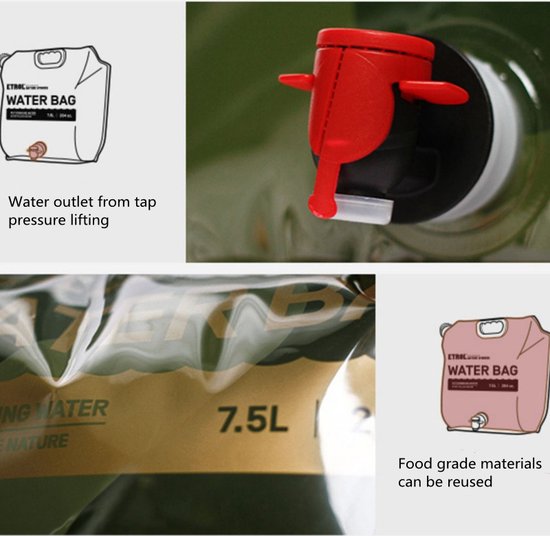 Draagbare Waterzak met Kraan - 7.5L - Jungle Groen