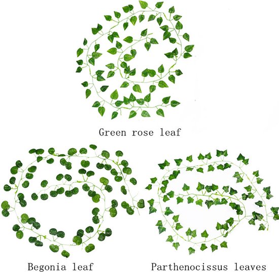 24 stuks* 2m x Klimop Slinger - Backdrop Decoratie Plant voor Huis en Tuin-Kunst Hangplant- Begonia-Klimop Kunstplanten voor Binnen en Buiten