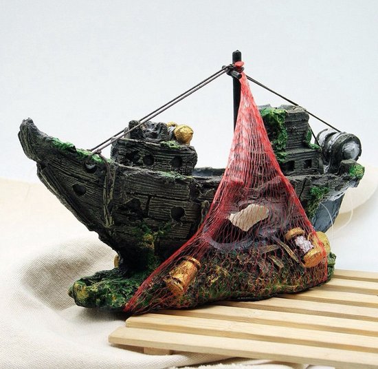 Piratenavontuur Aquarium Decoratie - Levendige Details, Duurzaam Harsmateriaal en Authentiek Ontwerp 25*9*18.5cm