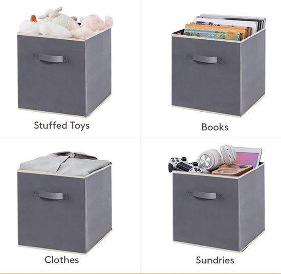 6 stuks Opbergdoos voor Kleding en Speelgoed- Duurzaam non-woven materiaal - Opvouwbaar ontwerp - Multifunctioneel en veelzijdig-33*33*33CM -grijs