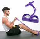 TDR - multifunctioneel weerstandstesiontouw, buiktrainer beentrainer Fitness trekkoord met voetpedaal-paars