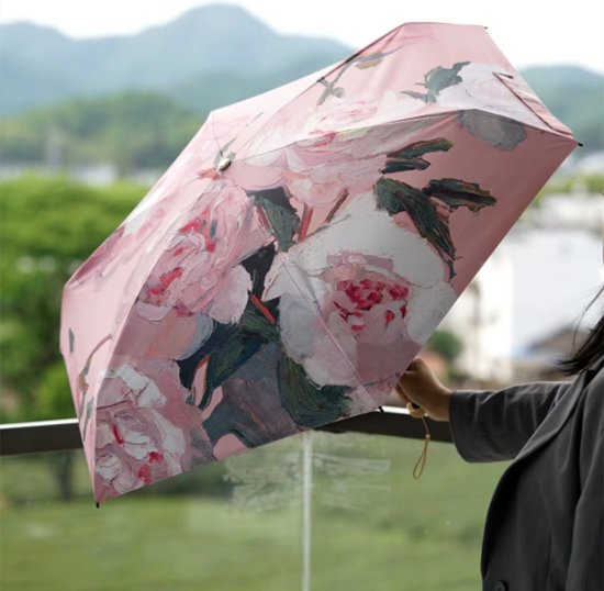 Opvouwbare Paraplu Pioenrozen - UV Bescherming - Compact