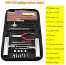 46-delige Bandenreparatieset – Complete Noodset voor Fiets, Motor en Auto – Inclusief Stoffen Reparatiestrips & Gereedschap