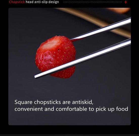 5 Paar Roestvrijstalen Vierkante Chinese Eetstokjes