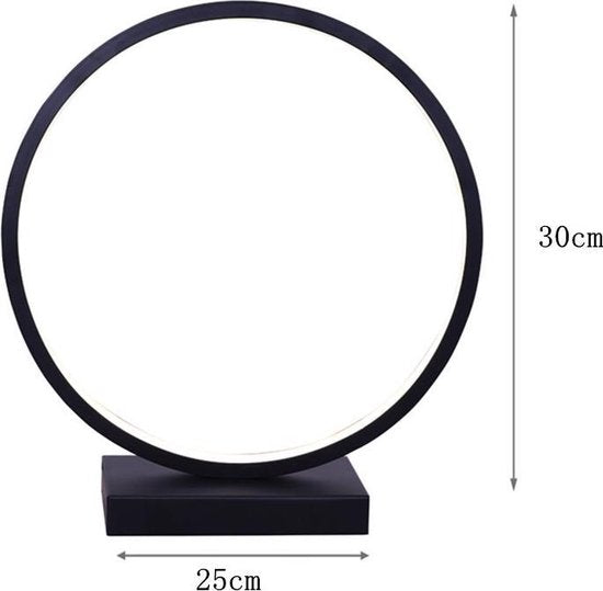 LED Tafellamp Cirkel 30cm - 3 Lichtstanden - Zwart