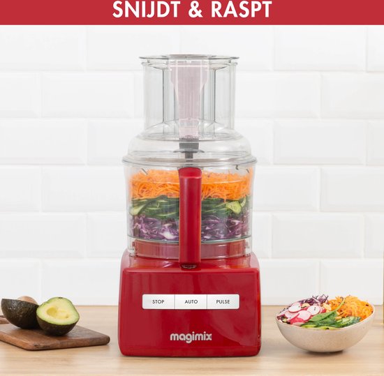 Magimix CS 5200 XL - Foodprocessor - Citruspers - Blokjes & staafjes kit - Rood