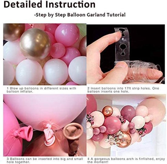 TDR - Ballonslinger , Verschillende Rozetinten Ballonnen, Ballonnen met Ballonketting - 96-delige set