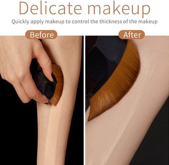 2 stuks Groot formaat Foundation Brush - Synthetische borstelharen voor een natuurlijke en egale make-up