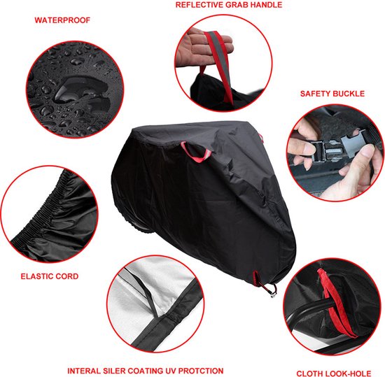 Optimale Bescherming voor je Fiets - 210D Oxford-stof Fietsenhoes met draagtas- tegen Stof en Water-zwart 180X60X90CM