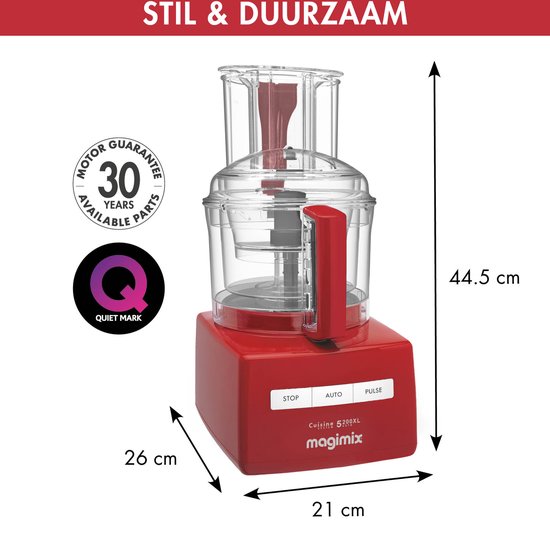 Magimix CS 5200 XL - Foodprocessor - Citruspers - Blokjes & staafjes kit - Rood