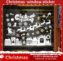 Kerst Raamstickers met Kerstdorp en Winterse Figuren - Herbruikbaar & Statisch Hechtend - 50x35.5 cm-wit