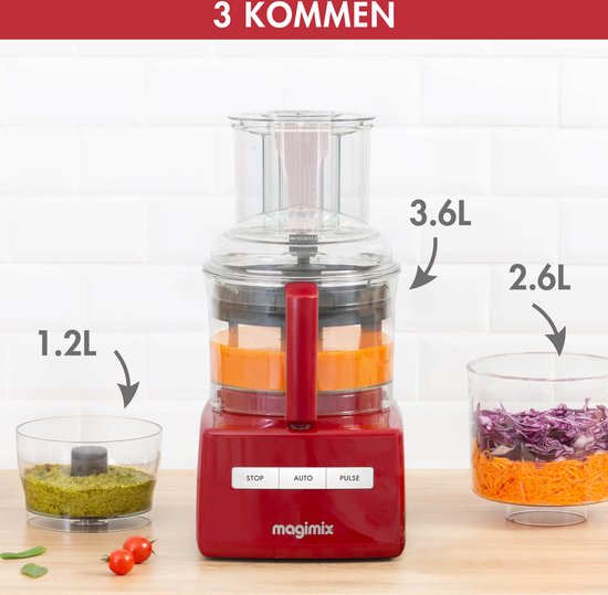 Magimix CS 5200 XL - Foodprocessor - Citruspers - Blokjes & staafjes kit - Rood
