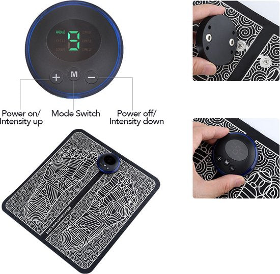 Voetverlichting op Een Nieuw Niveau: De Voetmassage Mat met Innovatieve EMS-Technologie - 6 Massagestanden & 9 Intensiteiten - Draadloos & USB-oplaadbaar