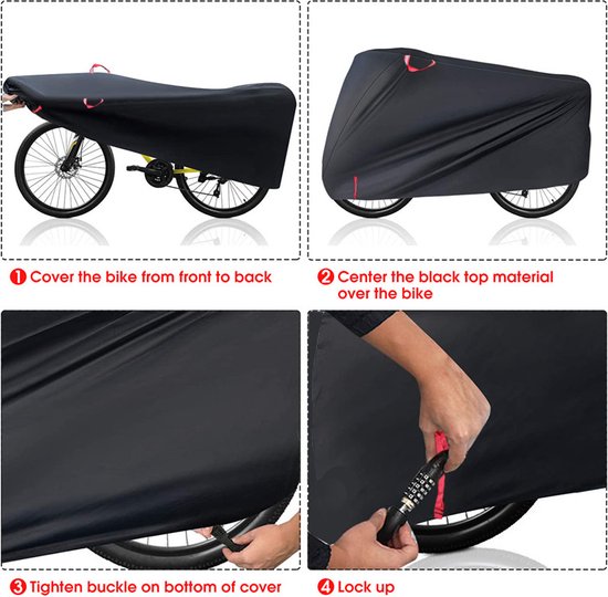 Optimale Bescherming voor je Fiets - 210D Oxford-stof Fietsenhoes met draagtas- tegen Stof en Water-zwart 180X60X90CM