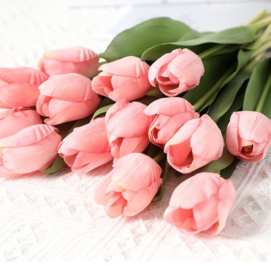 Merkloos 10 Kunsttulpen - Realistisch, Duurzaam & Roze