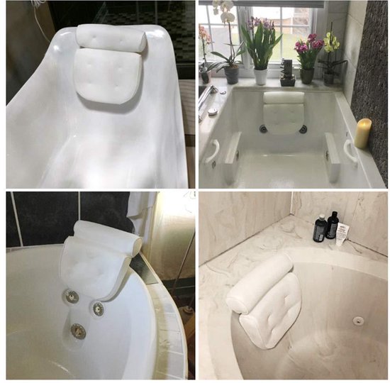 Comfort Badkussen met 3D Air-mesh en 6 Zuignappen - Wit