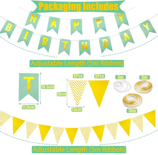 18e Verjaardag Decoratie Set - Thema: gouden 18 jaar - Versiering voor feestjes, verjaardag - feestdecoratie