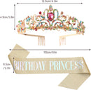 Verjaardag Prinses Sjerp en Tiara -Met text "Birthday Princess" -Een Betoverende Toevoeging aan Jouw Verjaardagsfeest-goud