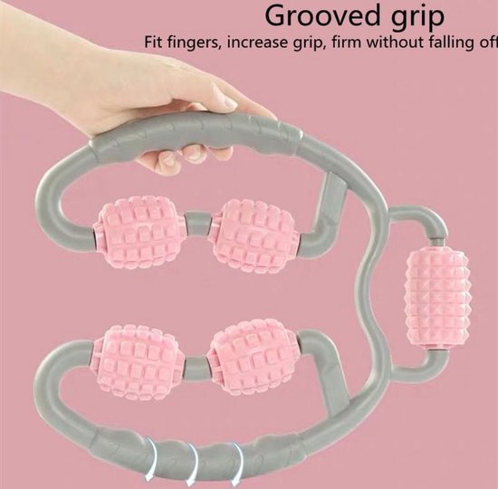Fitness & Massage Set - De ultieme combinatie voor verbetering van lichaamsvorm en ontspanning - 1x Multifunctionele fitness en afslank klem & 1x Massage handvat met Rollers - Roze