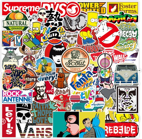 TDR - 200 stuks - hoogwaardige kwaliteit graffitistickers - waterdicht en weerbestendig - voor laptops, koffers, koelkasten, kleerkasten - waterdicht en weerbestendig.