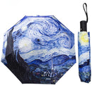 Van Gogh Sterrenhemel Paraplu – Automatische Opvouwbare Paraplu – UPF50+ UV-bescherming – Blauw – Kunst Design