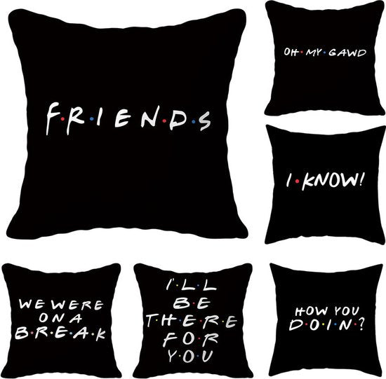 Sierkussensloop - Thema: Friends - Tekst: "I'll BE THERE FOR Y・O・U" - 45 x 45 cm - Zwart