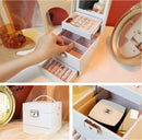 Luxe Sieradendoos met Spiegel en Sleutel - Wit