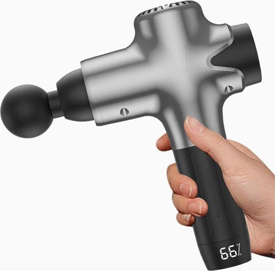 TDR -  Massage Gun - Massage Pistool - Massage Apparaat - Voor Sportmassage, Fascia, Relaxmassage & Spierpijn - 7 Verschillende Niveaus- 8 Opzetstukken  - Grijs