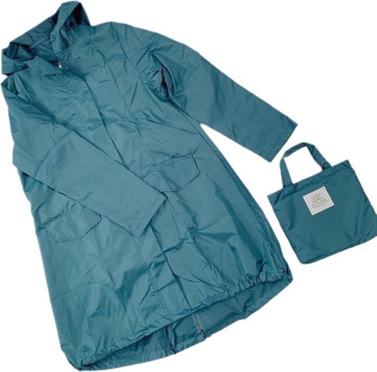 opvouwbare regenjas- waterdicht-met gratis draagtas- One Size- oceaanblauw